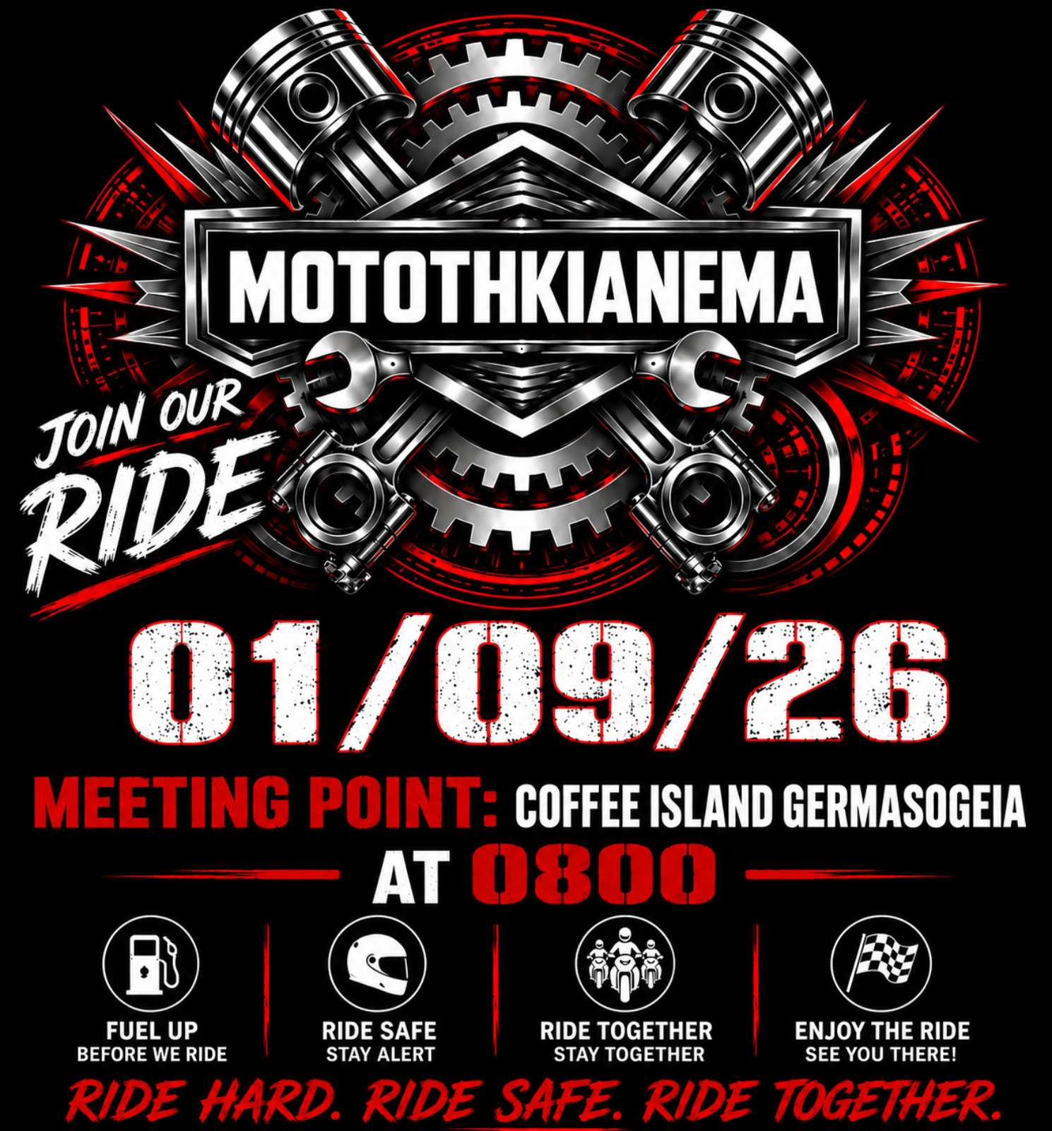 Poster of a motorcycle ride in Limassol Cyprus
