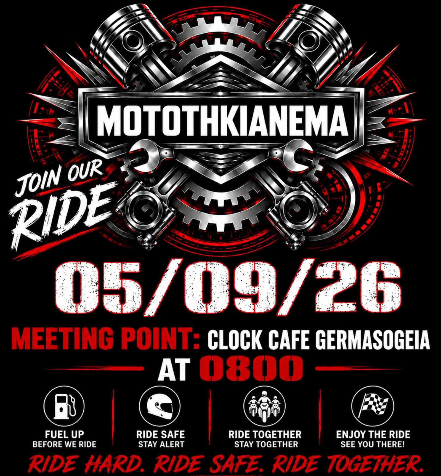 Poster for a motorcycle ride in Limassol Cyprus